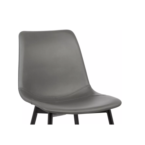 Monte Contemporary Dining Chair In Gray Faux Leather With Black Powder Coated Metal Legs