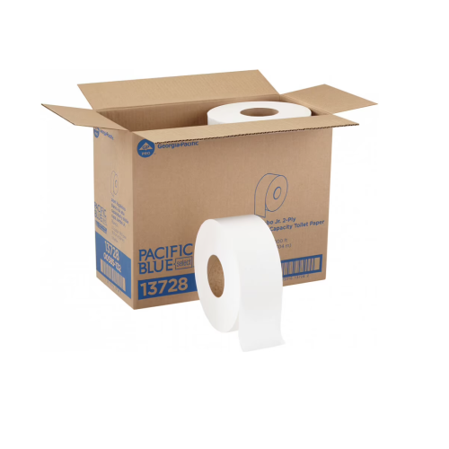 Pacific Blue 13728, 1,000 ft 2-Ply Jumbo Jr. Toilet Paper Roll (8/case)