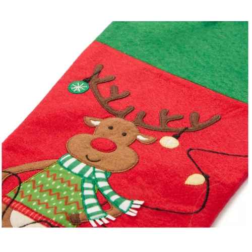 Reindeer & Light String Felt Stocking