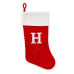 "H" Monogram Red Knit Stocking with White Trim