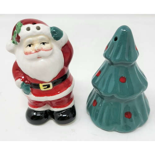 Salt & Pepper Shaker. Santa & Christmas Tree. 