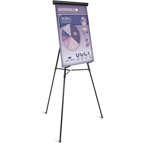 Office Depot® - Easel Board - Presentation Easel, Black with Chart Holder - Presentation Easels - Height Adjustable 