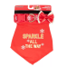 Simply Pet  "Sparkle All The Way" Red Bandana & Collar Set (S,M,L -Universal Adjusted Fit)