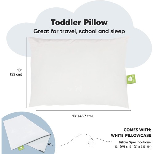 Toddler Pillow with Pillowcase - 13x18 My Little Dreamy Pillow - Organic Cotton Toddler Pillows for Sleeping, Kids Pillow, Travel Pillows for Sleeping, Mini...
