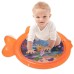 Tummy Play Time Mat for Baby Boys and Girls Over 3 Months, Inflatable Water Mat Toys with Squeaky Button, Ocean Images and Floating Sea Animals Encouraged Infant Stay on Tummy for Longer - Orange