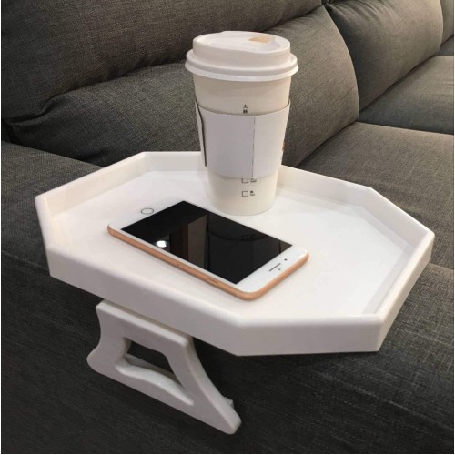 Sofa Arm Clip Table, Armrest Tray Table, Drinks/Remote Control/Snacks Holder (White) …