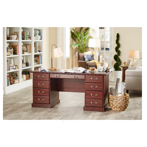 Sauder® Heritage Hill 65"W Double-Pedestal Desk, Classic Cherry