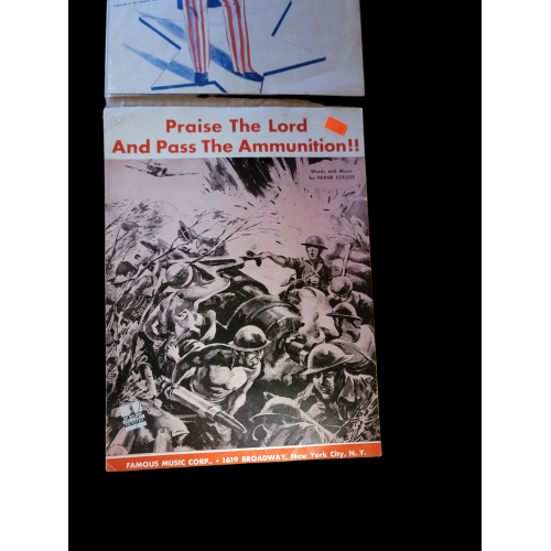 4 Different Words and Music Books "Any Bonds Today?", "Praise the Lord and pass the Ammunition!!", "Jhonny Zero", "Victory Polka"