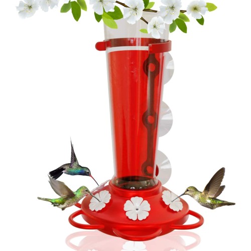 Hummingbird feeder with 3 interchangeable flower colors to hang outdoors, use it with hummingbird nectar. Outdoor window hummingbird feeders. Hummingbird Gifts for Gardening Lovers