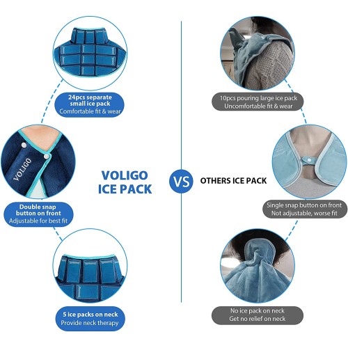 Voligo Large Gel Ice Pack and Microwavable Heating Pad for Upper Back Neck and Shoulder Pain Relief - Reusable Weighted Cold Pack for Injuries - Hot and Cold Compression Therapy for Swelling, Bruising, Surgery