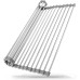 Stainless Steel Roll Up Over The Sink Dish Drainer, Tool for Many Kitchen Tasks (Grey, L)