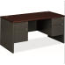 HON 38000 H38155 Pedestal Desk - 60" x 30" x 29.5" - 4 x Box, File Drawer(s) - Double Pedestal - Waterfall Edge - Finish: Charcoal