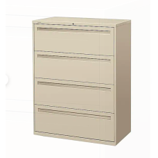 HON Brigade 700 Series 4-Drawer Lateral File Cabinet, Locking, Letter/Legal, Putty, 42"W (H794.L.L)
