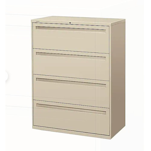 HON Brigade 700 Series 4-Drawer Lateral File Cabinet, Locking, Letter/Legal, Putty, 42"W (H794.L.L)