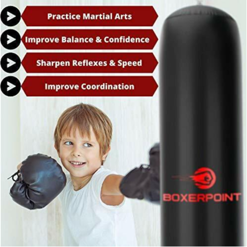 INFLATABLE PUNCHING BAG Boxing Blow Up Training with Stand for Kids BOXERPOINT