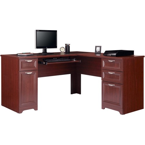 Realspace Magellan 59-in W L-Shaped Desk in Classic Cherry Color