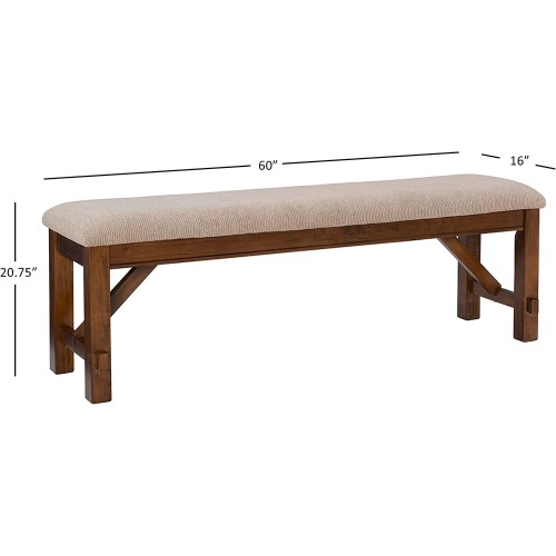 Powell Company Kraven Dining Bench, Hazelnut 60"L x 15.7"W x 20.7"H