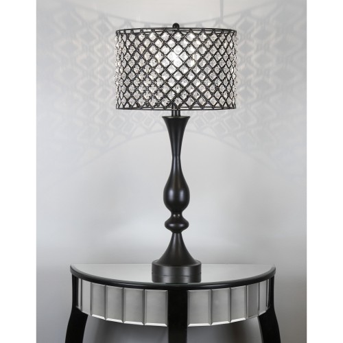 Houzz 27.5" Oiled Rubbed Bronze Table Lamp With Crystal Bling Shade