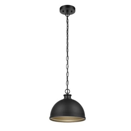 Hampton Bay Talullah 1-Light Matte Black Pendant Light 1005848160