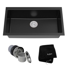 Kraus KGU-413B 31 Inch Undermount Single Bowl Black Onyx Granite Kitchen Sink