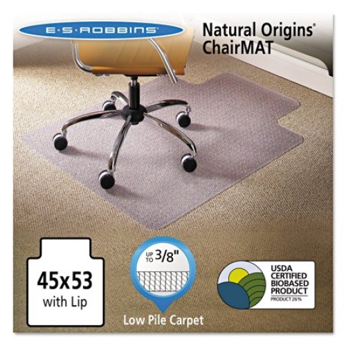 #2 E.s. Robbins Natural Origins 45 X 53 Chair Mat For Low Pile Carpet, Rectangular With Lip