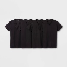 Goodfellow Men's 4pk V-Neck T-Shirt Black XXL