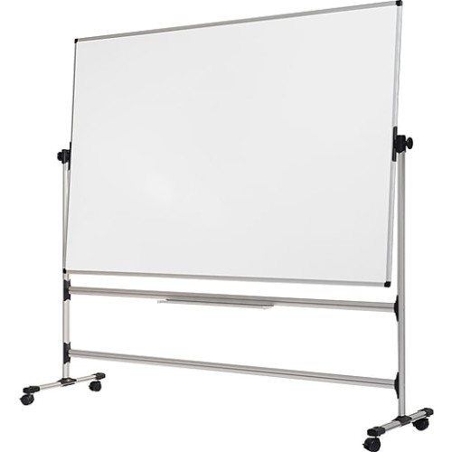 Bi-silque Earth Silver Easy Clean Revolver Dry Erase Board, 48x70, White, Steel Frame