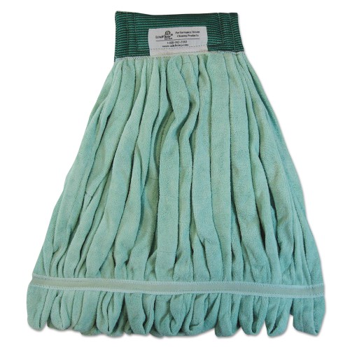 Boardwalk Microfiber Looped-End Wet Mop Heads, Medium, Green, 12/Carton