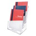 deflecto Brochure Holder - 3-Tier Magazine Rack X - Plastic - 12.6in. X 5.9in. X 9.5in. - Clear