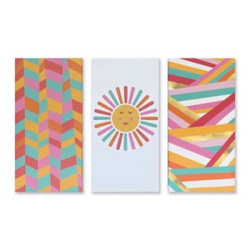 Wild Sage Geometric Sun, 3 Piece Art Set 