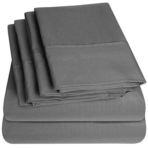 Sweet Home Collection 1500 Thread Count Full 6 Piece Sheet Set Grey