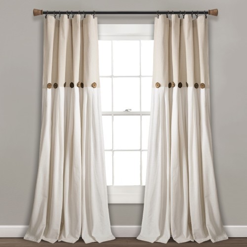 Lush Decor Linen Button Window Curtain Panels Single Linen 40X84 - Lush Decor 16T004041