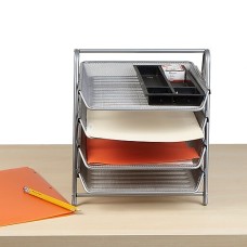 Mind Reader 4TPAPER-Sil 4 Tier Paper Tray Desk Organizer, Silver
