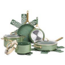 Thyme & Table Nonstick Supreme Cookware 12-Piece Set Stainless steel Olive