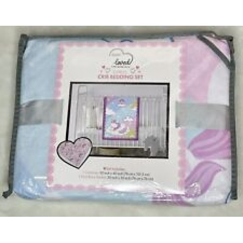 2 Piece Crib Bedding Set Pink 1 Comforter 1 Plush Baby Blanket Born Loved