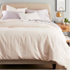 Nestwell 3-PC Luxury Washed Linen Cotton Duvet Cover Set, Blush Full/Queen