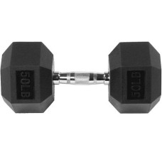Sporzon! Exercise Equipment Rubber Encased Hexagon Handheld Weight Dumbbells With Contoured Non Slip Handles For Home Fitness, Single 50 Pounds