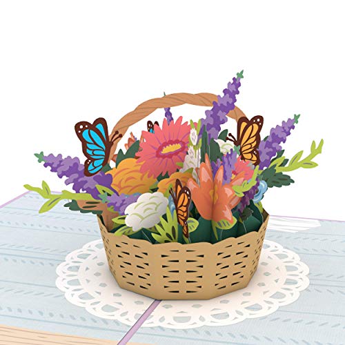 Lovepop Flower Basket Pop Up Card - Card for Mom, Card for Wife, 3D Card,