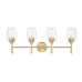 Sunset Lighting Four Light Stella Vanity - Clear Glass - With Champagne Gold Finish