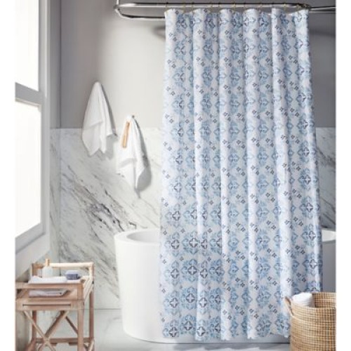 Everhome Eloise Medallion 72-Inch x 72 Inch Shower Curtain in Skyway