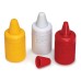 Joie Mini Condiment Containers  3pc Set for Ketchup  Mustard  and Mayo  Refillable Red  White  and Yellow Bottles