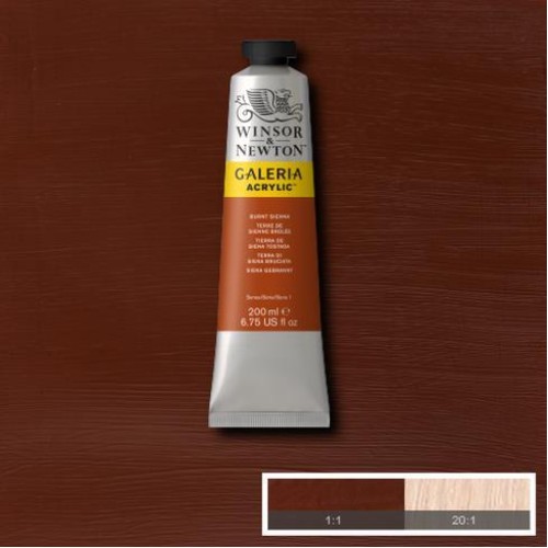 Winsor & Newton 2136074 Acrylic Color Tube, 200-ml, Burnt Sienna