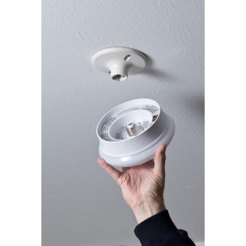 7 In. Bright White LED Ceiling Round Flushmount Easy Light With Pull Chain