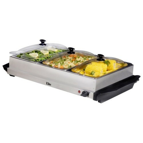 Elite Platinum Gourmet - 3 Tray Electric Buffet Server - Stainless Steel SKU 1857496