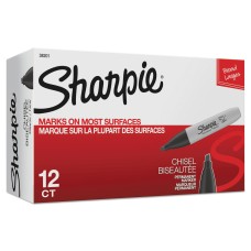 Sharpie Permanent Marker 5.3mm Chisel Tip Black Dozen 38201