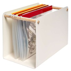 Squared Away Wood and Metal Hanging File Organizer in Beige