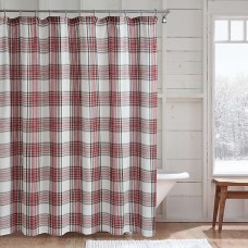 Bee & Willow Holiday Plaid Fabric Shower Curtain, Christmas Bath Decor