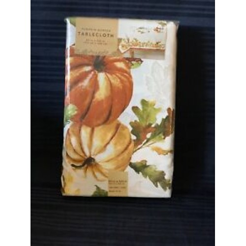 Pumpkin Border Print Tablecloth 60 x 120 inches Oblong NEW In Package