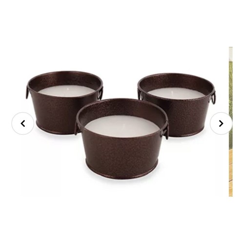 3 Pack Citronella Candles Brown 3.5 Oz Decorative Buckets