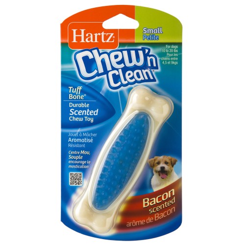 Hartz Chew'n Clean Tuff Bone Bacon Scented Durable Chew Toy, Small